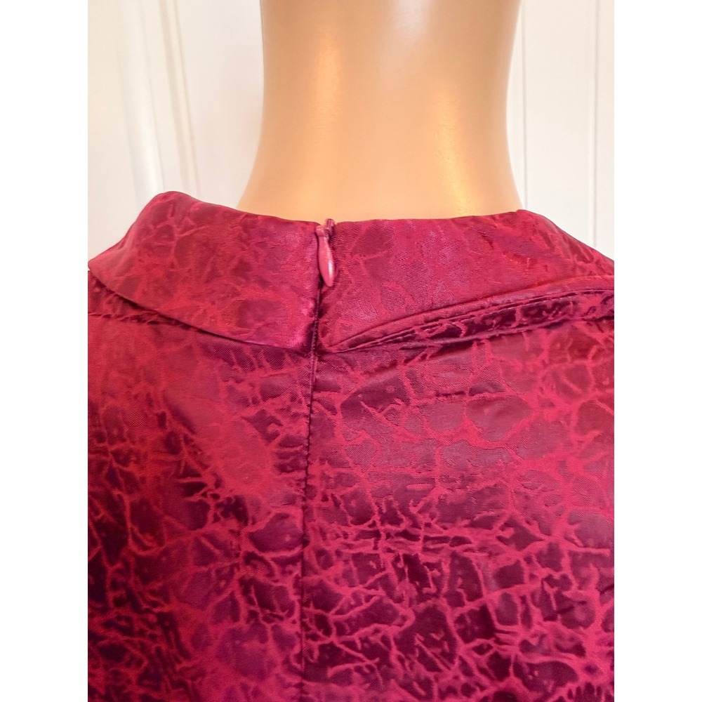 Burgundy Blazer Mini Dress Faux Feather Hem Deep V-Neck Lg Party Cocktail Baddie - Picture 11 of 16